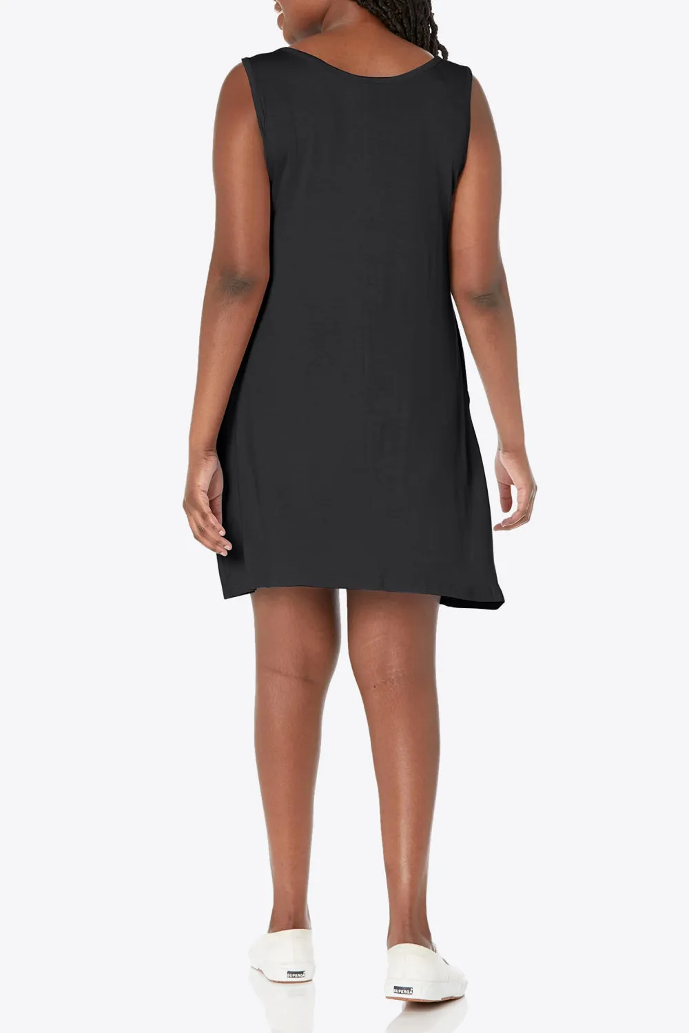 Sleeveless Dress with Pockets - Full Size Round Neck - Comfortable and Stylish