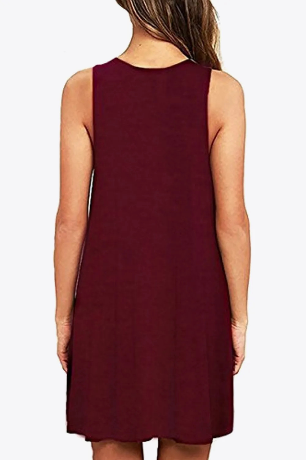 Sleeveless Dress with Pockets - Full Size Round Neck - Comfortable and Stylish