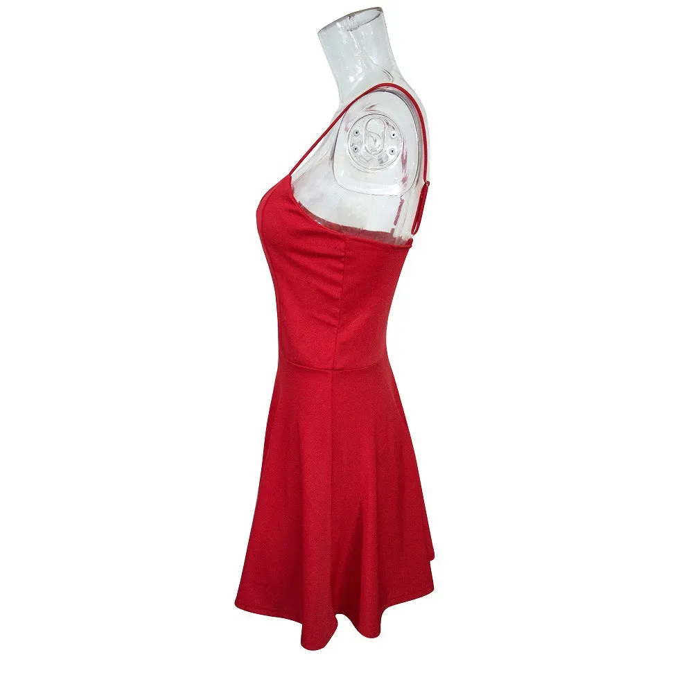 Spaghetti Straps V-neck Short Sleeves Short Club Dress