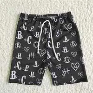 SS0003  Black Alphabet Swim Shorts