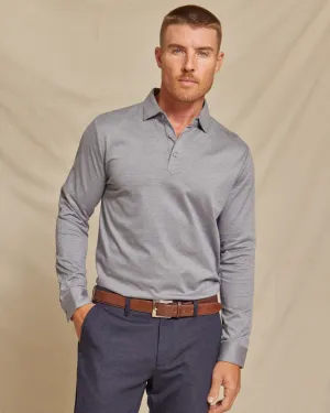 The Oliver - 3BTN Knit Pique LS Polo - Grey