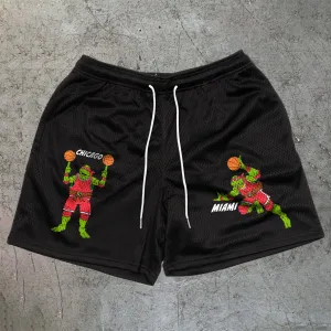Tide brand cartoon printing casual mesh shorts