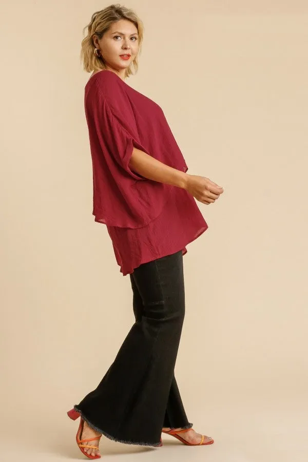 Umgee Lightweight Layered Tunic in Maroon FINAL SALE