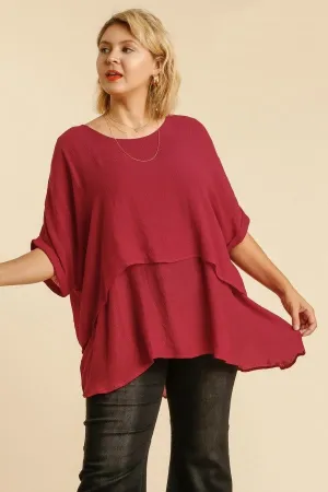 Umgee Lightweight Layered Tunic in Maroon FINAL SALE
