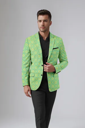 Vista Blue Men's Party Jacquard Suit Jacket Slim Fit Blazer